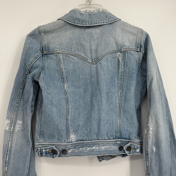 Abercrombie & Fitch Vintage Denim Jacket 90s Women Size M Cropped Distressed - Picture 8 of 9